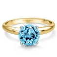 thumbnail image 3 of Gem Stone King 14K Two Tone Gold Swiss Blue Topaz Solitaire Engagement Ring for Women | 2.25 Cttw | Round 8MM | Gemstone November Birthstone | Size 9, 3 of 6