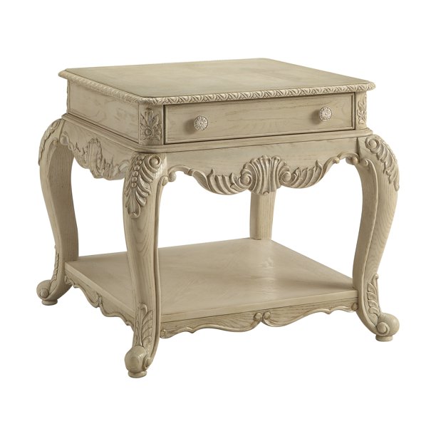 Acme Ragenardus Victorian End Table in Antique White