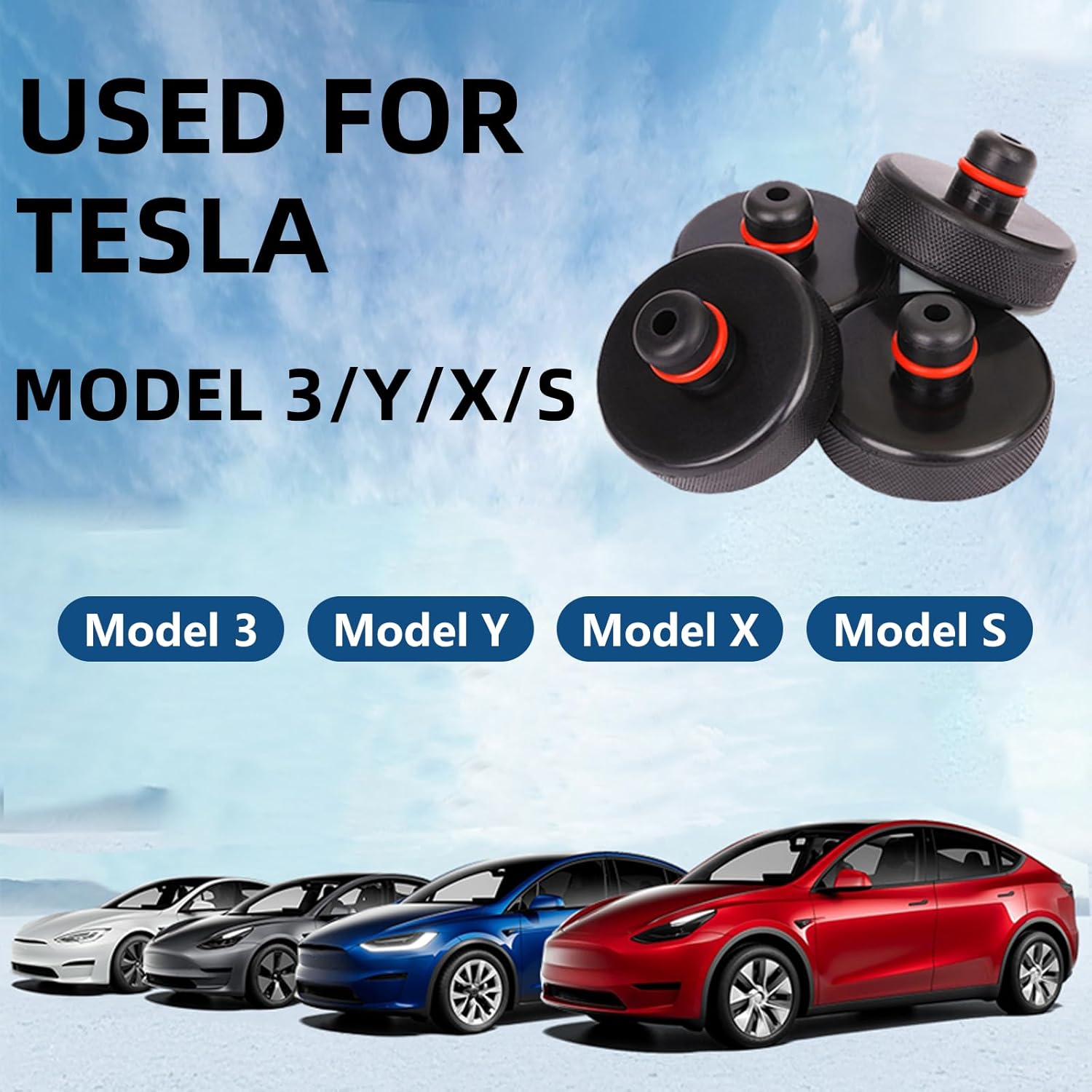 Jack Pads Lifting Jack Pad for Tesla Model 3/Y/S/X Tesla Pucks Accessories with Tire Repair Tools Kit for Tesla Vehicles 2016 to 2026,4 Pucks with Storage Case