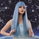 thumbnail image 5 of Pelucas de pelo largo y liso azul con flequillo suaves y soñadoras, 5 of 8