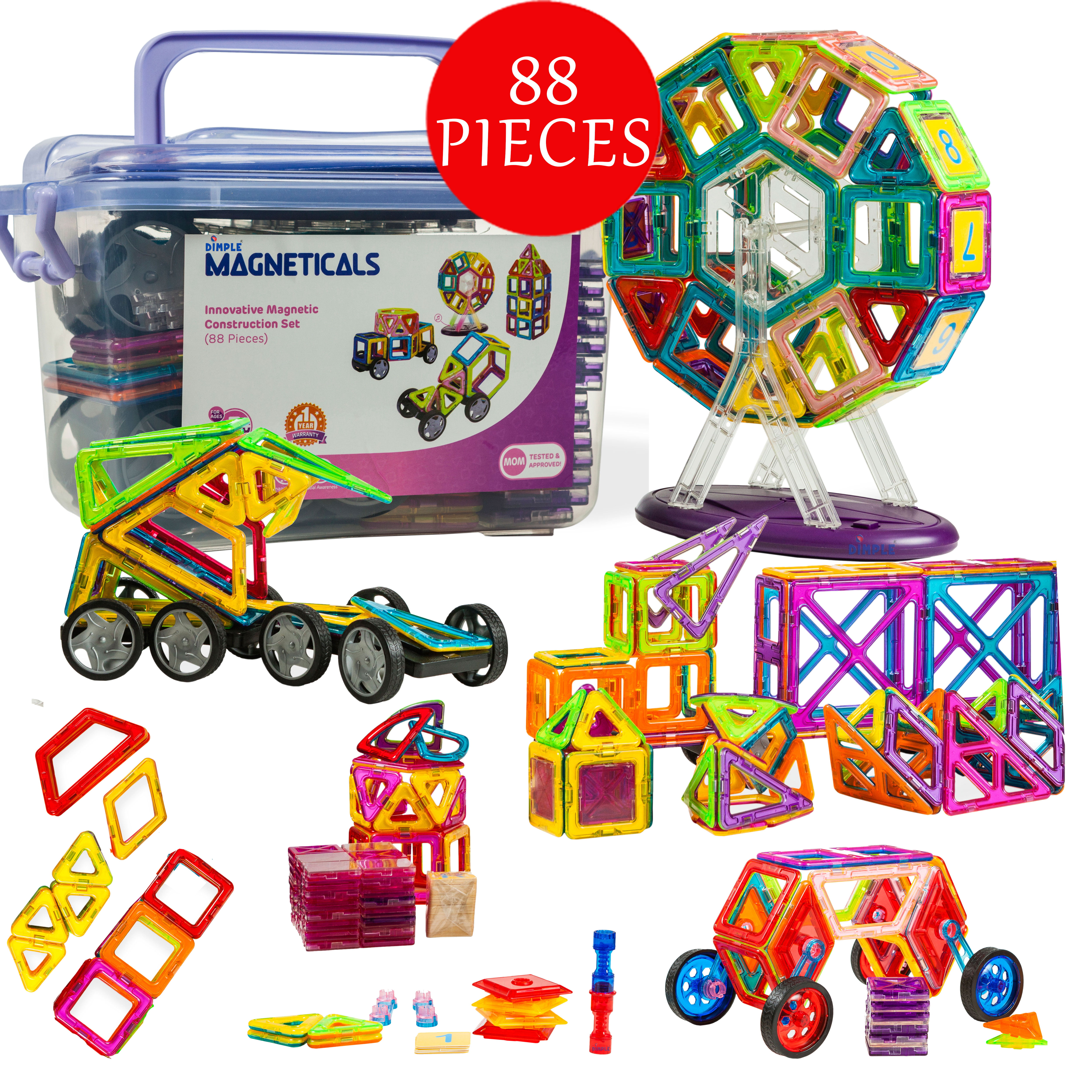Magnetic Building Transparent Color 3D Set Tiles Multi-shape Kids Toys 141 Pcs 