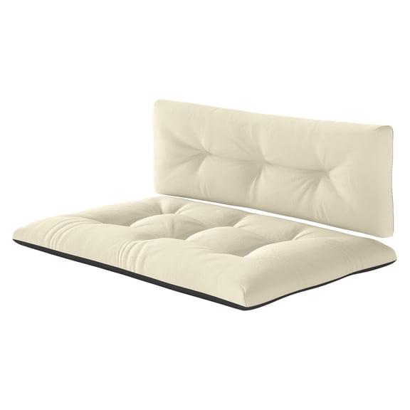 Pallet Cushions 2 Seater Outdoor 3.9" Thick - Cream White Tufted Patio Furniture Cushions