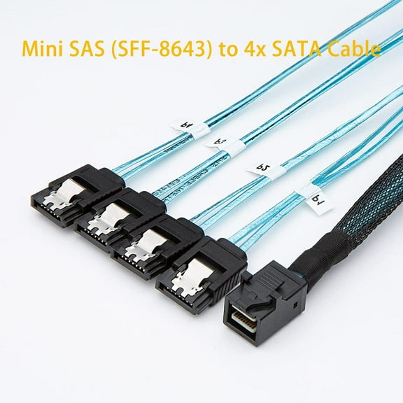CableCreation Internal HD Mini SAS (SFF-8643 Host) - 4X SATA (Target) Cable,SFF-8643 to 4X SATA Cable, SFF-8643 for Controller, 4 Sata Connect to Hard Drive, 1M / 3.3FT