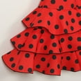 thumbnail image 3 of Kiijoy Toddler Girls Polka Dots Layered Dance Dress Tassels V Neck Flutter Sleeve Dress, 3 of 6