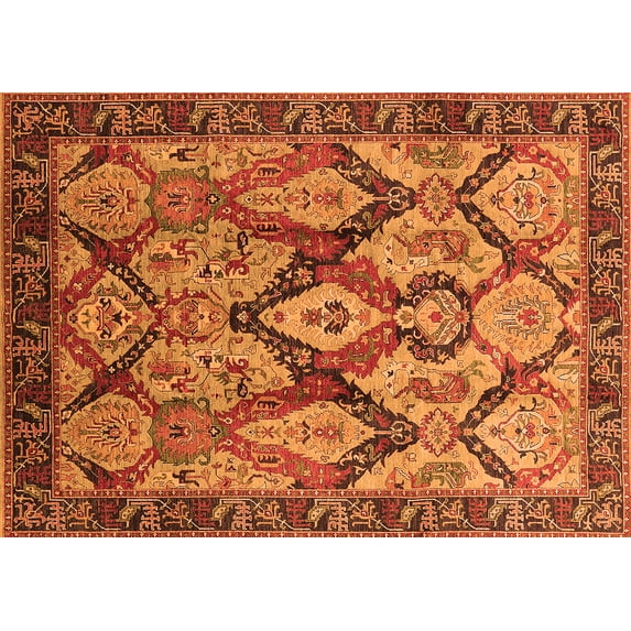 Ahgly Company Indoor Rectangle Oriental Orange Industrial Area Rugs, 5' x 8'