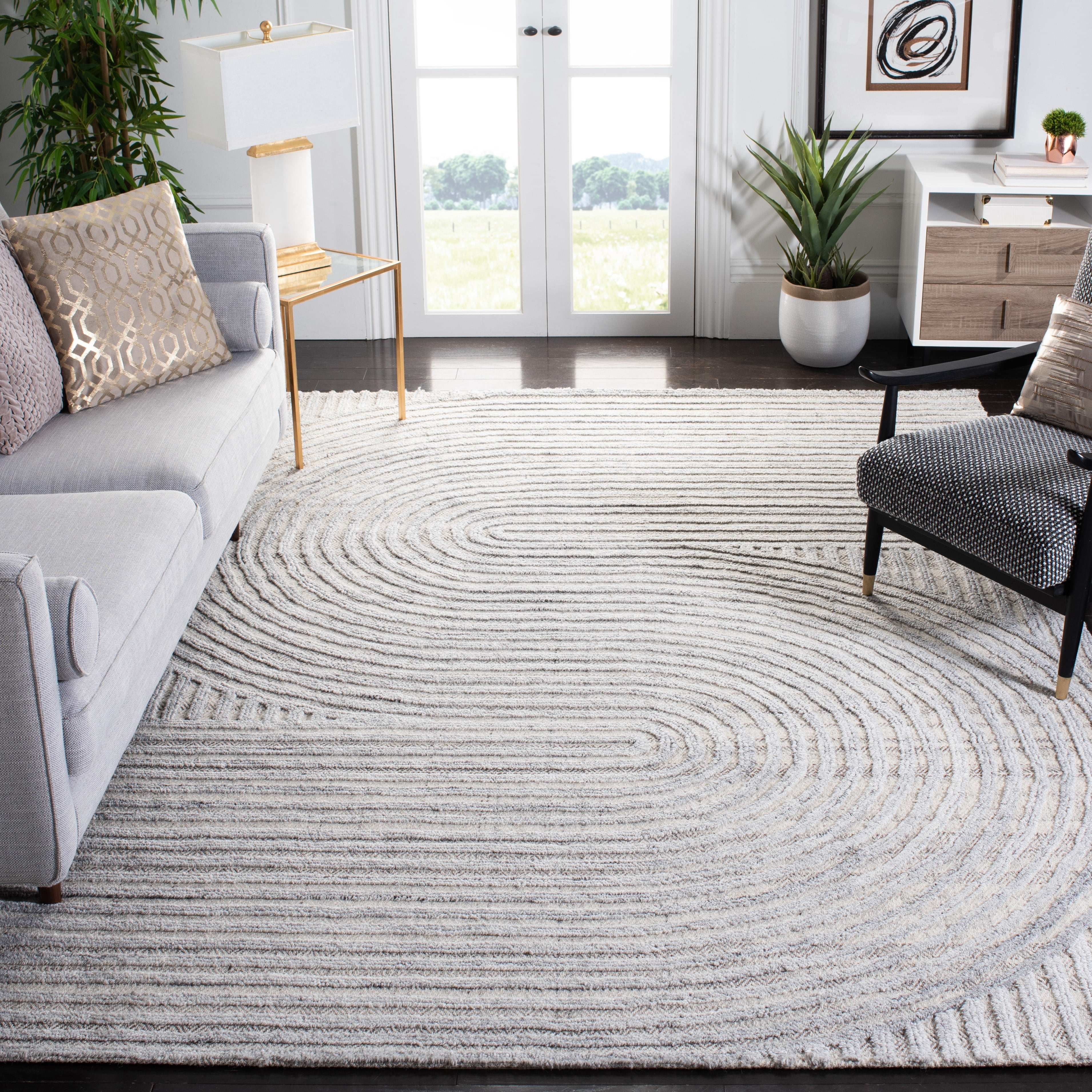 SAFAVIEH Southampton Landen Abstract Area Rug, Grey, 8' x 8' Square
