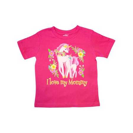 

Inktastic I Love My Mommy Unicorn with Pink and Yellow Flowers Gift Toddler Boy or Toddler Girl T-Shirt
