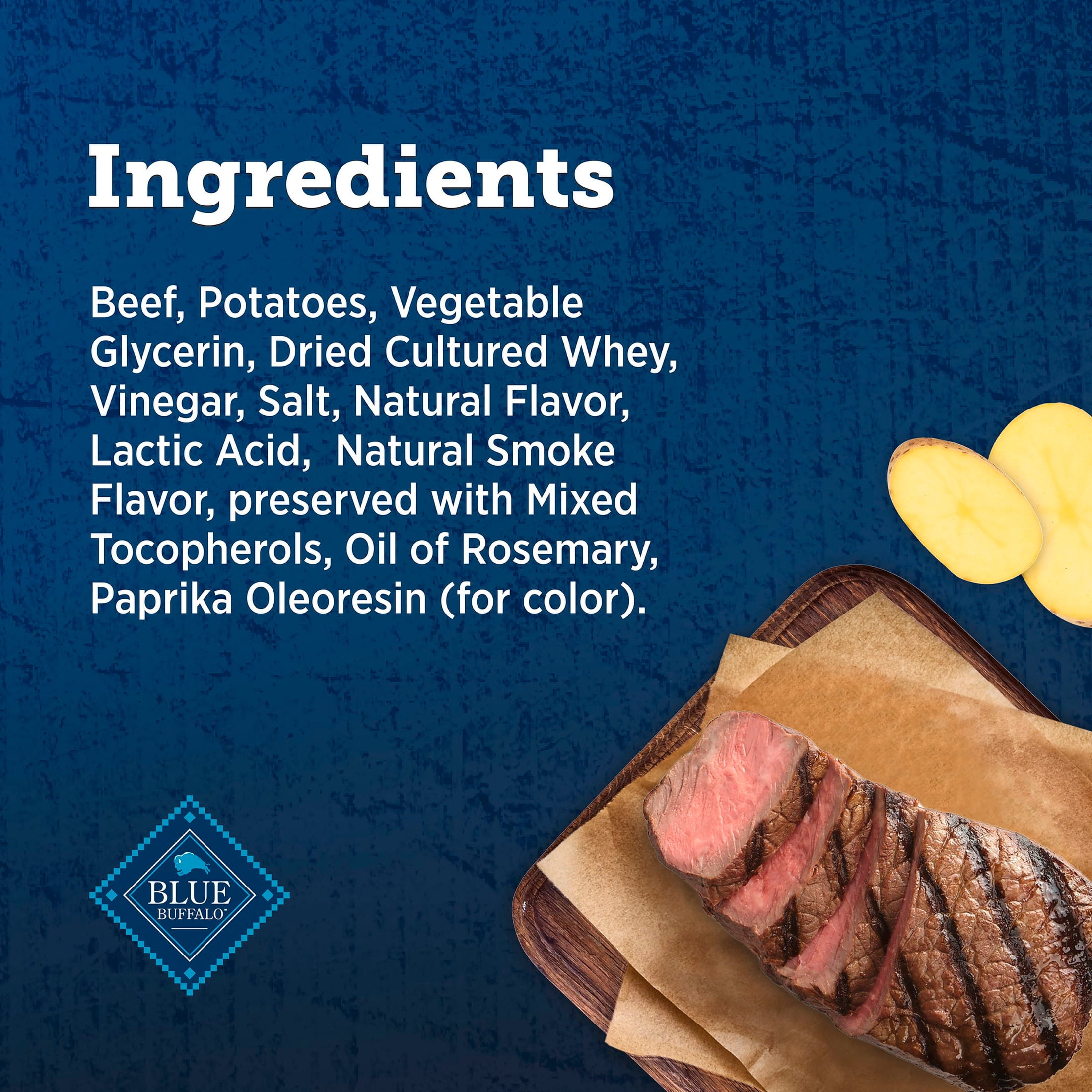 Blue Buffalo True Chews Premium Grillers Chicken-Free Natural Dog Treats, Steak, 10oz.