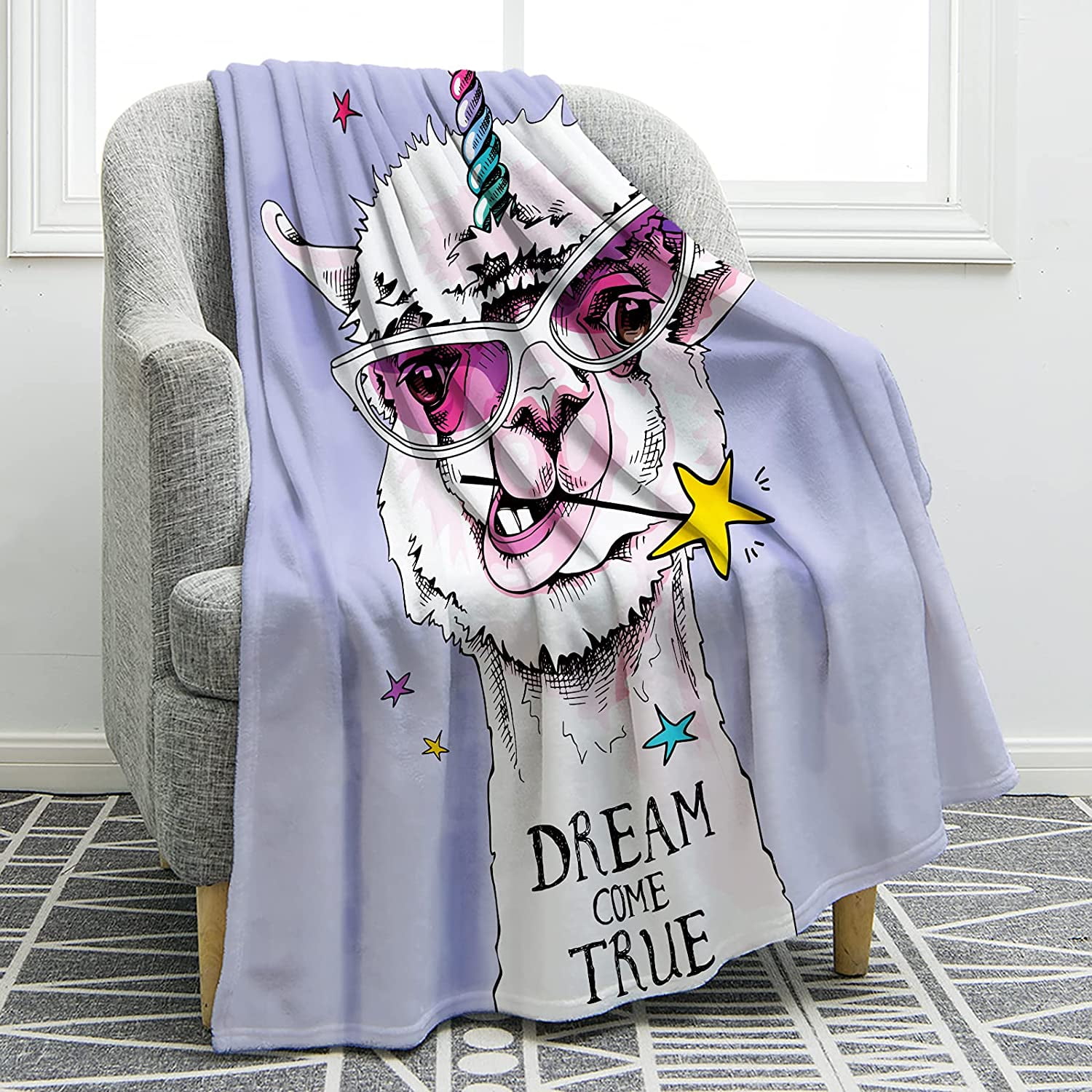 GDAKE Llama Alpaca Throw Blanket Cute Soft Blanket for Sofa Chair Bed
