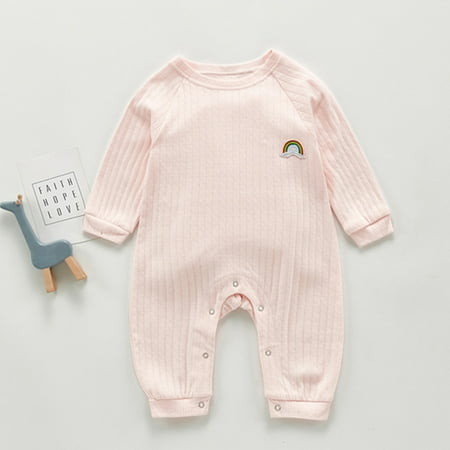 

Yubatuo Newborn Infant Baby Boys Girls Solid Color Rainbow Keep Warm Romper Jumpsuit Pink 66