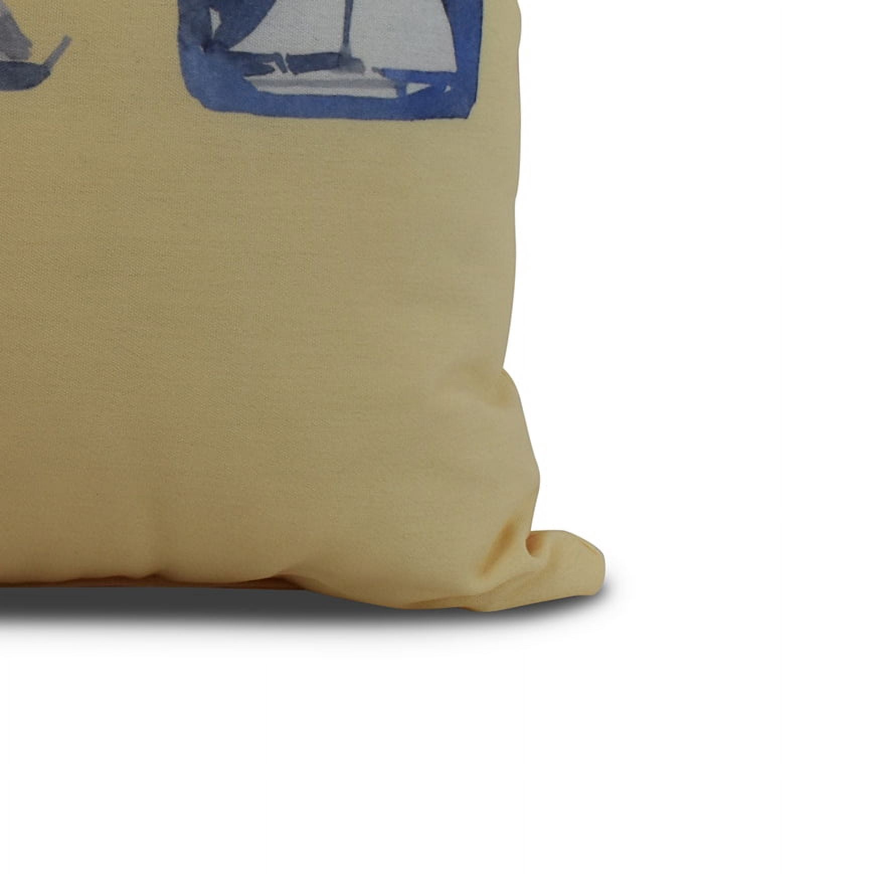 Simply Daisy, 20" x 20" Boat Trio, Geometric Print Outdoor Pillow, Yellow