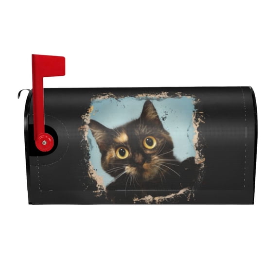 PHELIKA Funny Cat Black 01 Magnetic Mailbox Covers Standard Size 21"H x 18"W