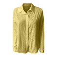 thumbnail image 5 of Tittly Button Down Shirts Blouses for Women Lace Embroidery Long Sleeve Blouse Women's Hollow Lace Embroidered Long Sleeve Button Up Fashion Shirt Tshirts Shirts Long Sleeve Shirts for Women Yellow XL, 5 of 5