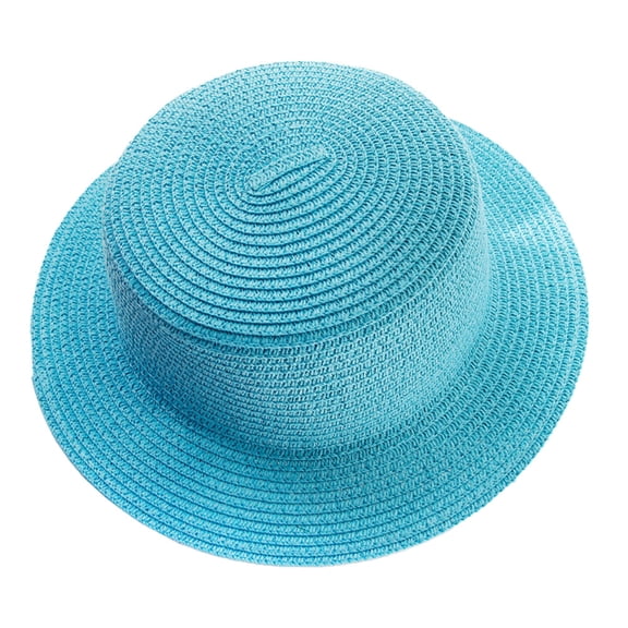 52-54cm hat circumference children's hat summer foldable sunscreen straw hat sun hat flat top hat outdoor beach sun hatSky blue
