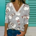 thumbnail image 1 of Pntutb Casual Mujer Cuello en V Verano Sexy Estampado Regular Mujer Manga larga top Pntutb Pntutb-2858, 1 of 5