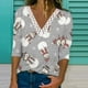 thumbnail image 1 of Pntutb Casual Mujer Cuello en V Verano Sexy Estampado Regular Mujer Manga larga top Pntutb Pntutb-2855, 1 of 5