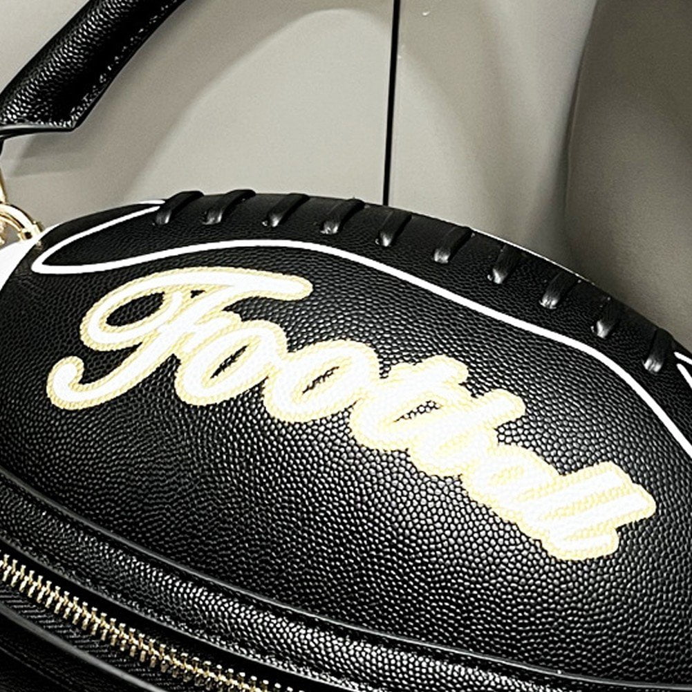 Jiibva Football Shaped Tote Bag Fun Shape Purse for Women Novelty Handbags Chain Crossbody Bag for Teens with Adjustable Shoulder Strap