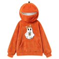 thumbnail image 7 of XINPING Halloween Flannel 3D Pumpkin Hoodie with Zip Hood Women Oversized Cute Ghost Sweatshirt Unisex Funny Plus Size Long Sleeve Cozy Halloween Outfits, 7 of 7