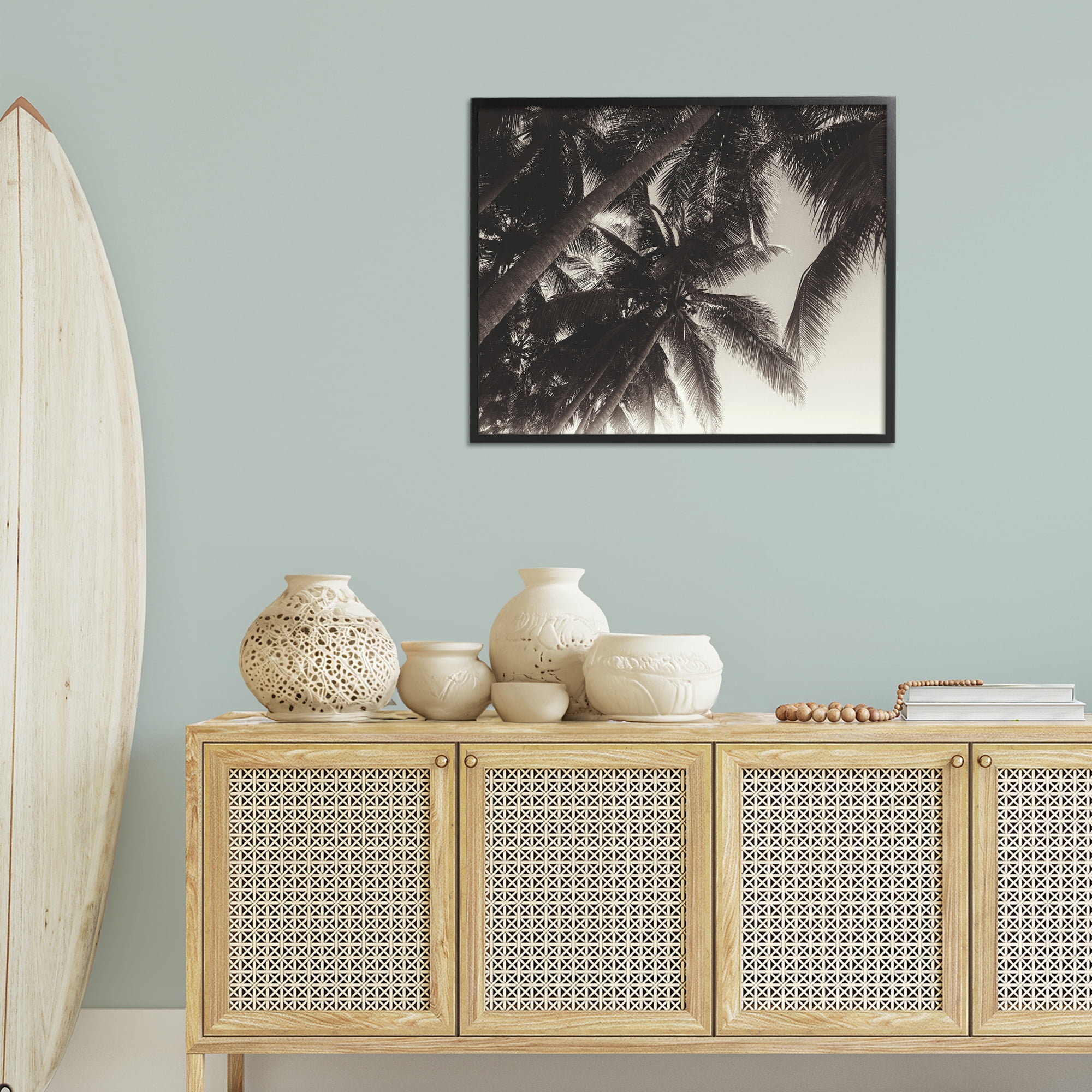 Stupell Industries Dark Palm Leaves Botanical & Floral Photography Black Framed Art Print Wall Art, 30 x 24