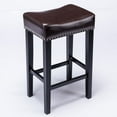 thumbnail image 5 of 29"Counter Height Bar Stools Set of 2,Soft PU Leather Backless Stools with Footrest and Wood Base,2pcs Saddle Bar Stools for Bars Pub Kitchen, 5 of 7