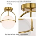 thumbnail image 4 of Gold Semi Flush Mount Ceiling Light, 1-Light Frosted Glass Ceiling Fixture for Hallway Entryway Kitchen Bedroom E12 Base, 4 of 8