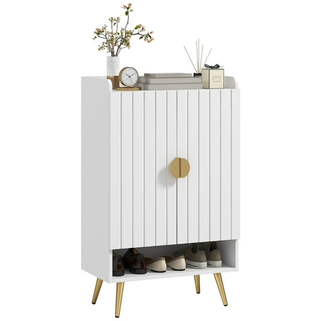 HOMCOM Armoire à Chaussures Étroite pour Entrée Armoire de Rangement pour Chaussures avec Rangement