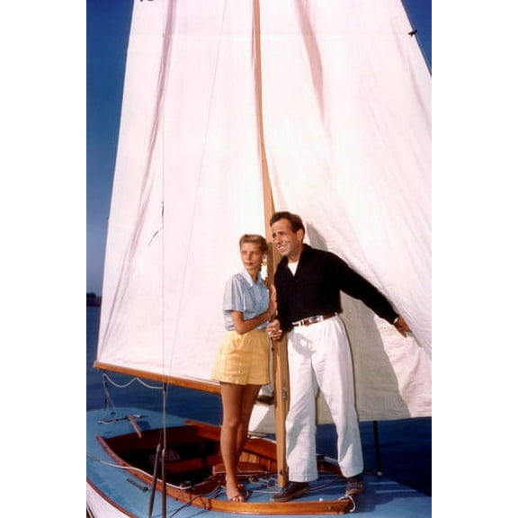 Lauren Bacall Humphrey Bogart on Yacht 24x36 Poster