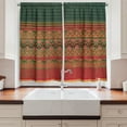 thumbnail image 2 of Ambesonne Ethnic Kitchen Curtains, Detailed Cultural Motifs, 55"x45", Ruby and Hunter Green, 2 of 3