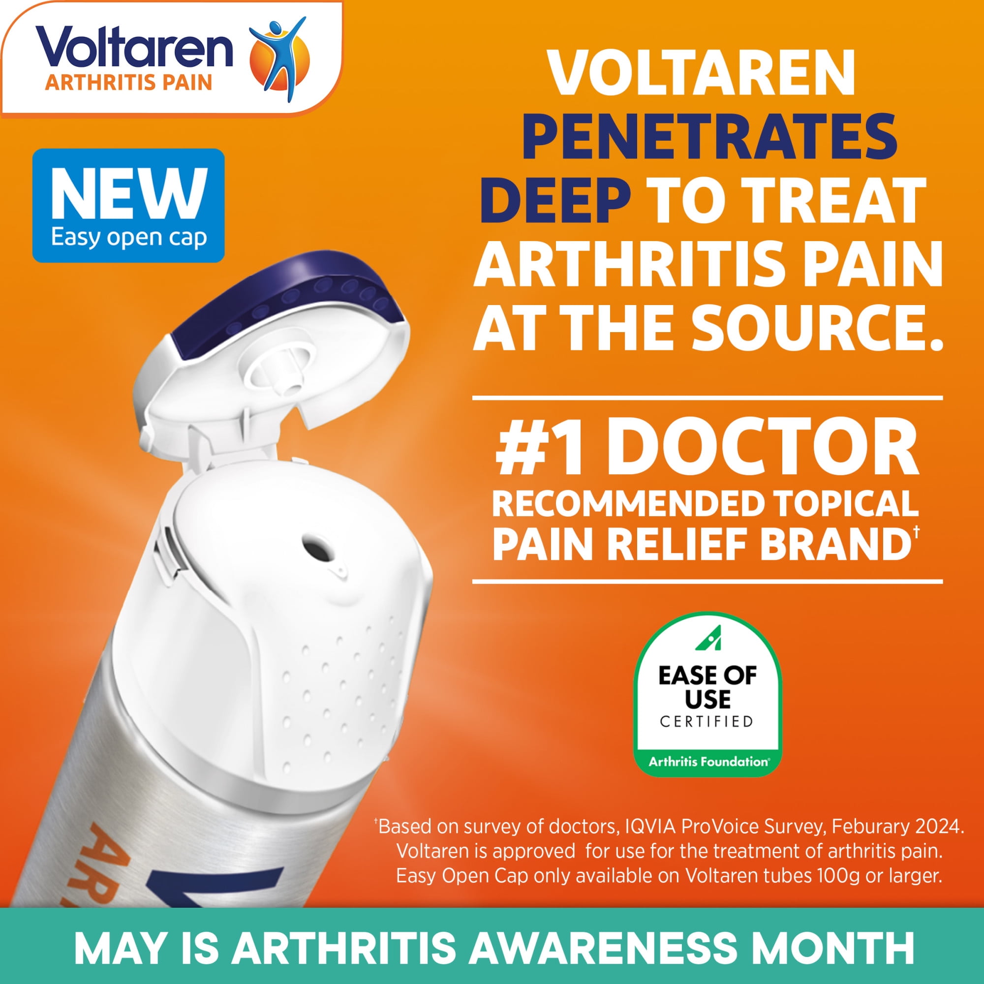 Voltaren Topical Arthritis Medicine Gel Pain Reliever for Arthritis, 1.