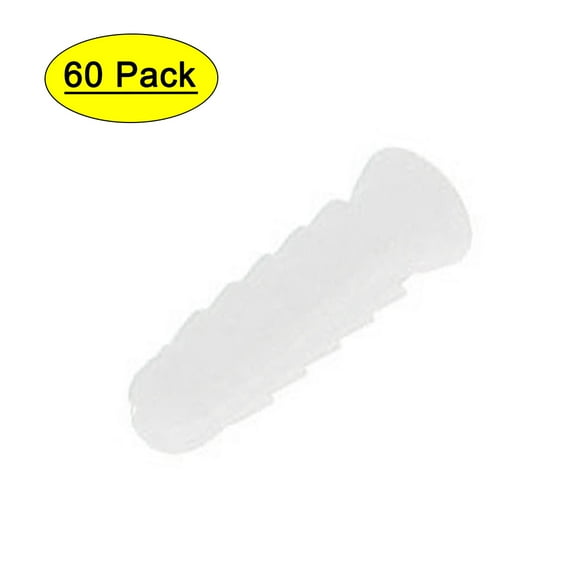 Unique Bargains 25mm Length Plastic Expansion Bolt Wall Drywall White 60Pcs