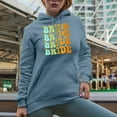 thumbnail image 2 of Bride, Bridal Shower, Wedding, Fiancee or Marriage Themed, Groovy Retro Wavy Text Merch Gift, Light Blue Hooded Sweatshirt or Hoodie, Large, 2 of 5