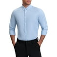 thumbnail image 1 of Camisas de vestir de negocios de manga larga con botones para hombres Inspire Chic, rayas, L, azul claro, 1 of 6