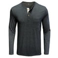 thumbnail image 2 of Fall Shirts for Men Men Long-Sleeve Beefy Muscle Basic Solid Pure Color Blouse Tee Shirt Top, 2 of 5