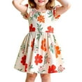 thumbnail image 1 of Robes de Pâques pour Enfants Robes Bébé Enfants Filles Été Manches Volantes Imprimés Fleurs Robe Mode Mignonne, 1 of 7