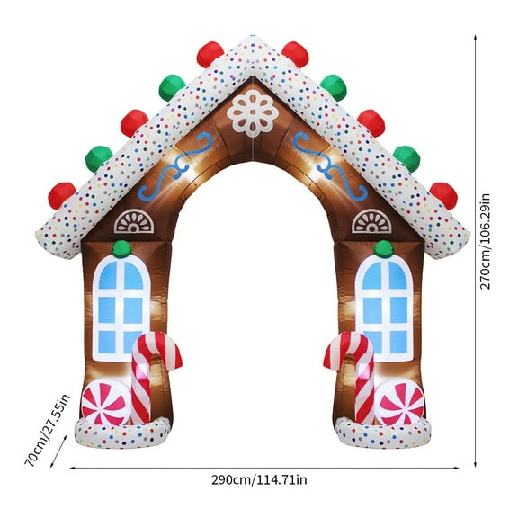 9ft Christmas Inflatable Gingerbread House Arch - Giant Outdoor Yard Decor with Built-in LED Lights, Perfect for Party Yards, Lawns, Gardens & Outdoor Nativity Scenes, Festive Xmas Decoration