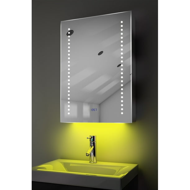 Bathroom Bluetooth Mirror With Ambient Lighting, Clock, Demist