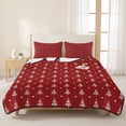 thumbnail image 3 of Quilts Queen Size Bedding Set, Red Christmas Lightweight Quilted Comforter, Xmas Trees Dots Modern Minimalist Style Soft Reversible Bedspread Coverlet with Pillow Covers for All Season, 90" x 96", 3 of 9