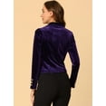 thumbnail image 5 of DARING DIVA Women's Button Front Velvet Blazer Lapel Crop Suit Jacket XS Dark Purple, 5 of 6
