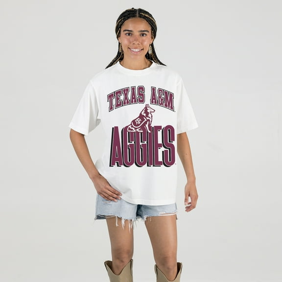 Women's Gameday Couture Cream Texas A&M Aggies Oversized Fierce Focus T-Shirt