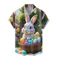 thumbnail image 4 of Happy Easter Shirts for Men Funny Letter Print Cute Bunny Easter Eggs Graphic Short Sleeve Button Down Hawaiian Shirt, 4 of 4