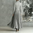 thumbnail image 4 of Women Fall Spring 2 Piece Outfits Dressy Casual Silm Fit Long Sleeve Crop Top Maxi Flowy Bottom Hem Splits Skirts Matching Sets, 4 of 4