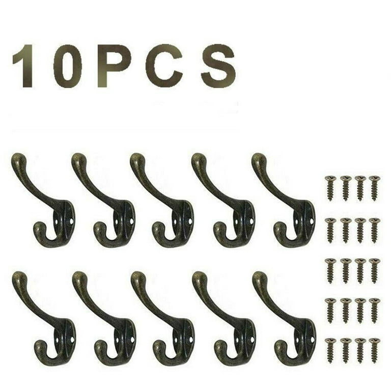 10Pcs Coat Hooks Wall Mounted, Bronze Wall Hooks for Mudroom, Hat