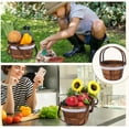 thumbnail image 5 of Round Picnic Basket Wooden Apple Basket 10" x 6.5" Garden Summer Picnic Basket Farm Fruit Basket Wedding Flower Basket 6pcs, 5 of 17