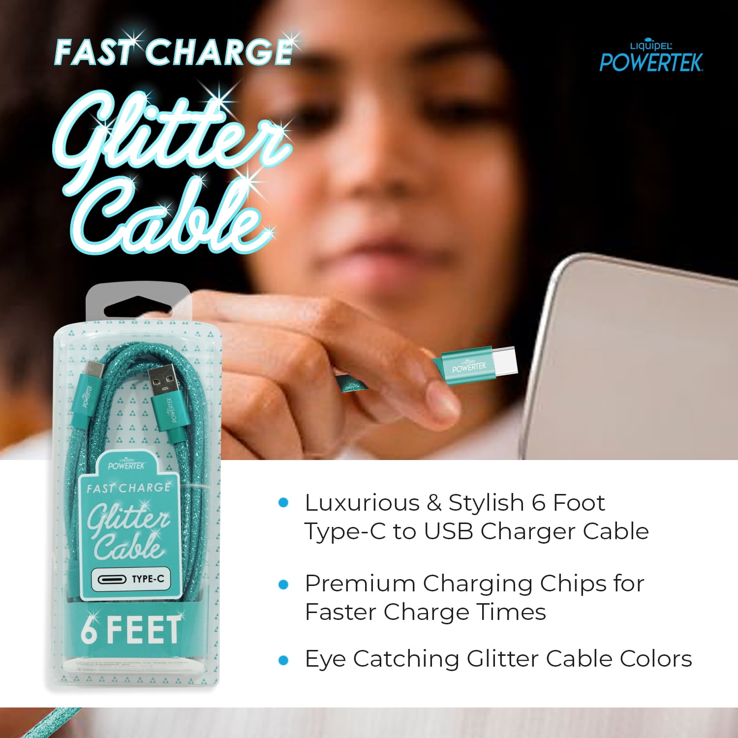 Liquipel Powertek Glitter Type C Cable