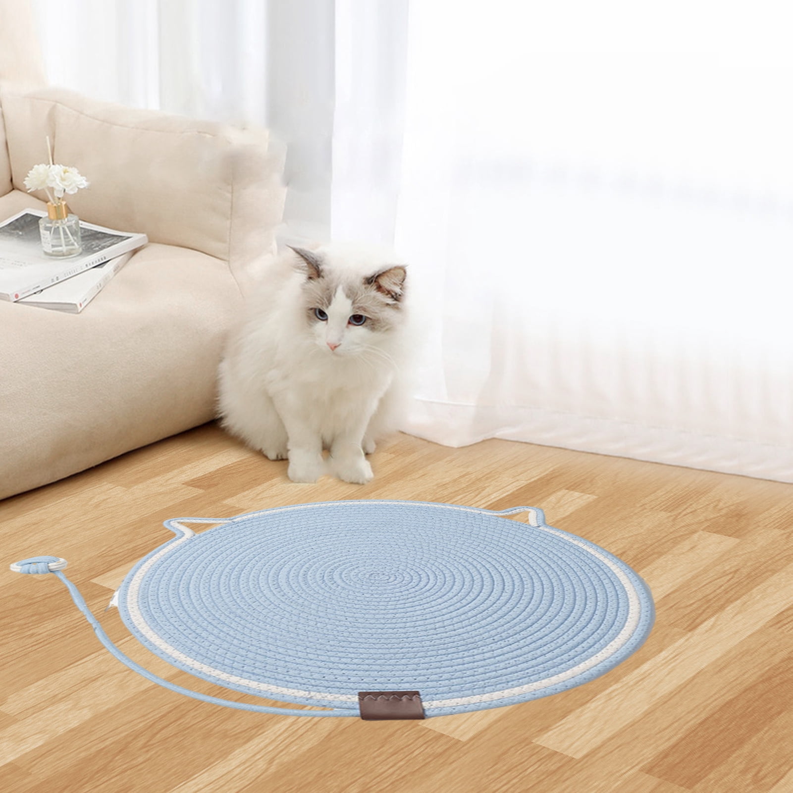YIFAEUX Natural Cotton Rope Cat Scratch Pad Easy to Clean Multi-Functional Indoor Pet Scratching Pad Wall Furniture Protector