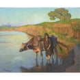 thumbnail image 2 of Ludwig Deutsch 24x20 Black Ornate Framed Double Matted Museum Art Print Titled: The Girl with the Buffalo (1913), 2 of 5
