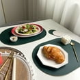 thumbnail image 2 of Miumaeov 2 Pcs Oval Placemats for Table PVC Table Mats 17.1x11.8 Inch Washable Green and White, 2 of 7