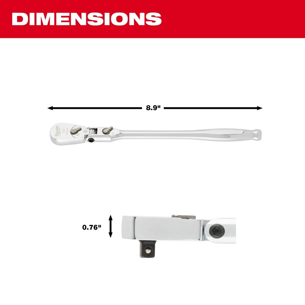 Milwaukee Tool 1/4" Drive 9" Flex Head Ratchet