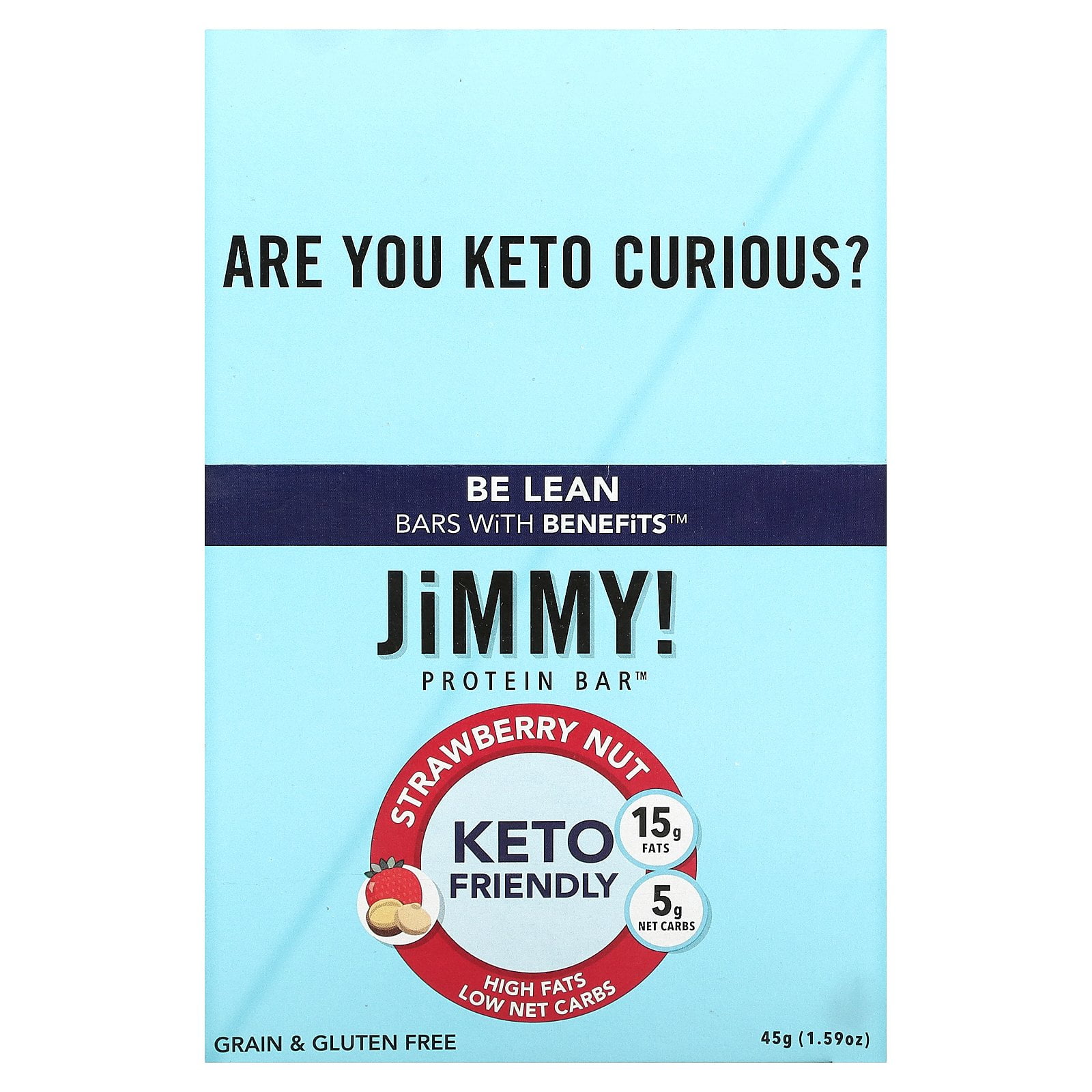 Be Lean Bars With Benefits, Strawberry Nut, 12 Protein Bars, 1.59 oz (45 g) Each, JiMMY!