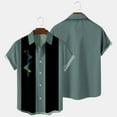 thumbnail image 3 of Button Up Shirt Men Color Block Turndown Collar Short Sleeve Shirt Relaxed Fit Lightweight Casual Cute Shirts, 3 of 8